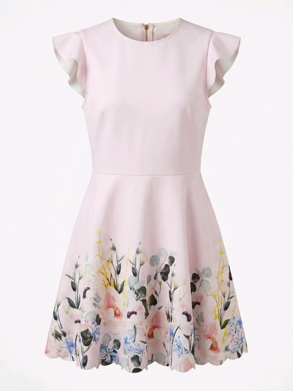 Ted Baker Floral Elegant Scalloped Skater Dress Size-4